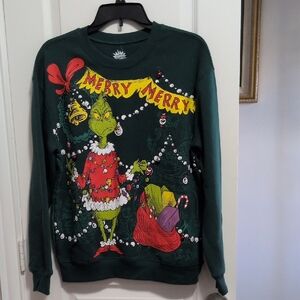 Grinch Sweatshirt With Jingle Bells On Front